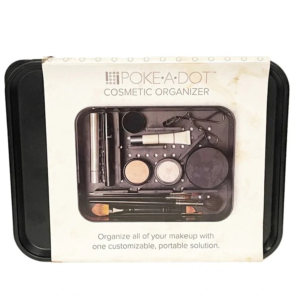 Poke-A-Dot Black Adjustable Organizer in Clear Includes 8 Dividers Vanity Makeup